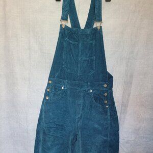Free People We The Free Good Luck Barrel Overalls Teal Сorduroy Size Small NWOT